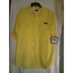 Joe Marlin Yellow‎ Fishing Shirt Short Sleeve Button-Down Outdoor Wear XL NWT